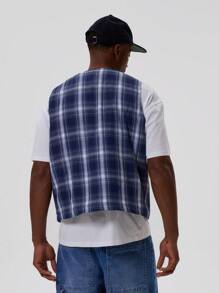 Musero Men Check Waistcoat With Fastenings - Multicolor - View 5