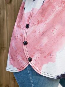 SHEIN LUNE T-shirt simple à manches courtes, style casual grande taille, pour un port quotidien en été et au printemps pour femmes. Hauts d'été, t-shirts imprimés d'été pour femmes, t-shirts casual et d' décontractés - Multicolore - Voir 5