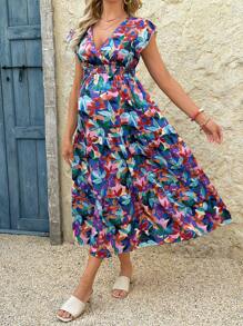 SHEIN Maternity Floral Print Loose Dress, Vacation Style - Multicolor - View 3