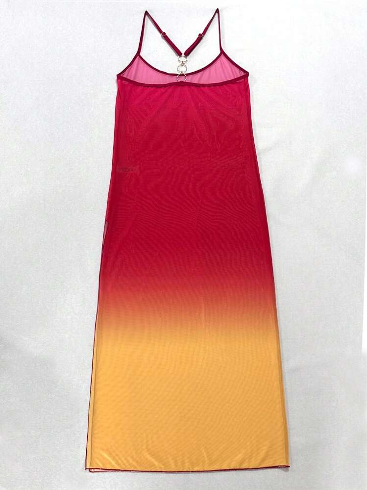 Swim SXY Beach Vacation Women's Sexy Ombre Spaghetti Strap Cover Up Dress, For Summer - Multicolor - View 5