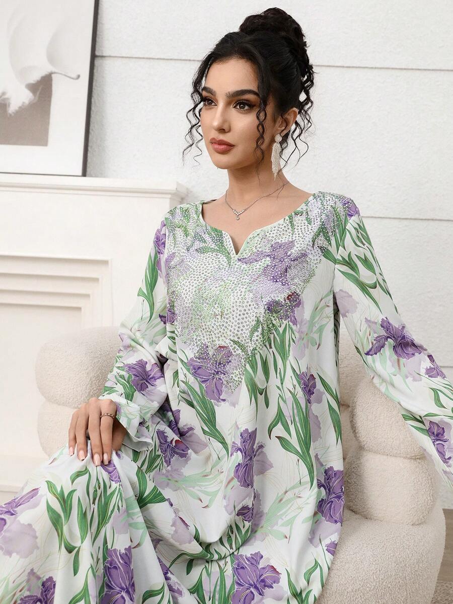 Yasmyna 女士土耳其长袍和传统贾拉比亚夏季连衣裙女士长裙，端庄的长袍 - 彩色 - 查看 1