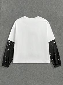 Manfinity NXTstreet Men's Loose Knitted Long Sleeve 2 In 1 T-Shirt With Digital Print - Grey - View 2