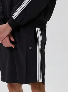 Musero Nylon Standard Fit Contrast Panel Stripe Shorts "M" Graphic Print SPRING Wardrobe - Black - View 3