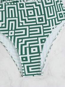 Swim Chiccia Springbreak Women's Random Print Ruched Strap Hollow-Out One-Piece Swimsuit For Summer Beach Vacation - Green - View 6