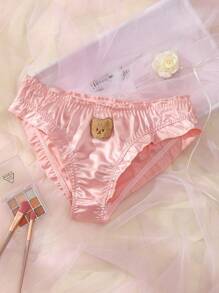 PetitDoll قطعة واحدة ملابس داخلية لسيدات بطبعة دبدوب رقيقة وجذابة - وردي - مشاهدة 1