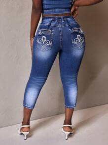 Slaydiva Women's Casual Washed Embroidered Pocket Slim Fit Jeans