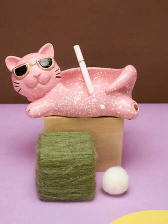 Zazumi 1 pièce Jolie cendrier de cigarette en forme de chat rose, idéal pour la décoration cosy du salon, du bureau, parfait pour la Saint-Valentin, les anniversaires d'hommes, petit-amis, utilisation pour fête, cadeau de fête