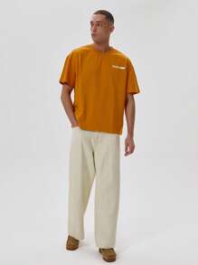 Musero Slogan Oversized T-Shirt - Burnt Orange - View 4