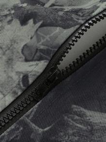 Manfinity Roghcode Men's Young Street Style INS Bionic Camouflage Digital Print Lapel Zipper Jacket & Pants Set ,Camo Cargo Set ,Men Two Pieces Outfits, Fall Clothes