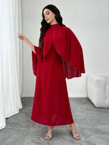 Modelyn 女士后系带披肩领紧身连衣裙