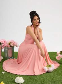 SHEIN BAE Elegante tutu-jurk voor dames, lichtroze jurk, jurk met diepe V-hals, zomerjurk voor de feestdagen, feestjurk, jurk voor het begin van het schooljaar, cocktailjurk, picknickjurk in pastorale stijl, trouwjurk, bruidsmeisjesjurk, elegant, strandoutfits voor dames / strand, bruiloftsgastjurk voor dames / bruidsdouchejurk wit, afstudeerjurk / afstudeeroutfit, brunchoutfits voor dames, concertoutfit voor dames / rave-outfits, festival- / countryconcertoutfit / Ibiza-outfits / Nashville-outfits, vakantie, vakantie, bescheiden, tropische vakantiekleding voor dames, Gyaru, Ummer / zomeroutfits / zomerkleding, lente-outfits voor dames, avondjurk voor een date, mini-jurk voor bruidsmeisjes, elegante little black dress, lente/zomer, zonnejurk - Roze - Bekijken 7