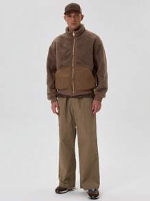 Musero Hybrid Borg And Nylon Oversized Long Sleeve Zip Through Hoodless Jacket SPRING SUMMER - Multicolor - View 4