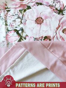 EMERY ROSE Plus Size Women Floral Print Loose Crew Neck Long Sleeve Sweatshirt ,Spring - Pink - View 11