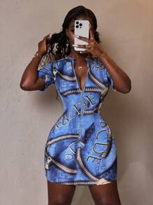 Slaydiva Women's Simple Fashionable Casual Daily Wear Denim Dress - Multicolor - View 4