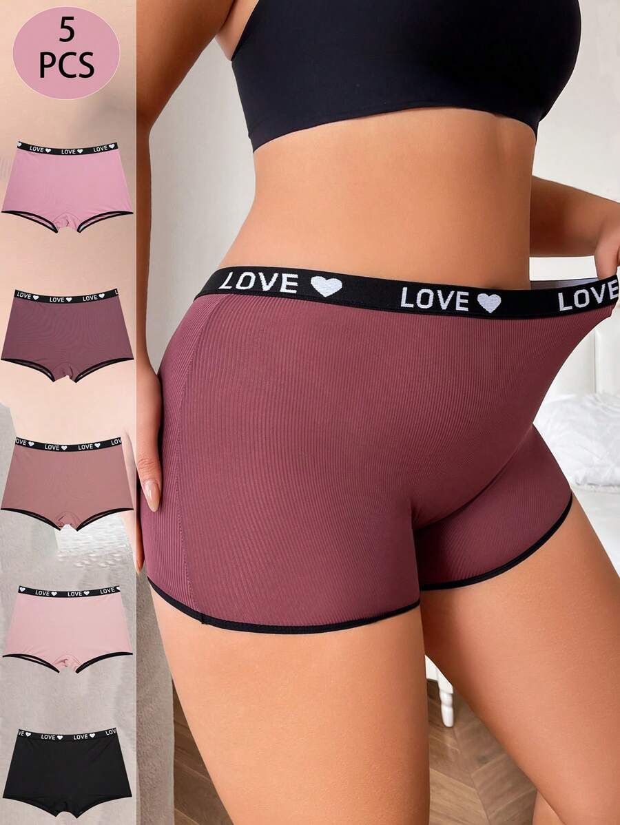 SHEIN Plus Size Boxer Briefs 5 Pack Simple And Stylish Casual Daily - Multicolor - View 1