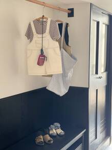 DAZY Set de 2 piezas de ropa para niños pequeños: camiseta de rayas y pantalones con estampado de letras, ropa de otoño para niños