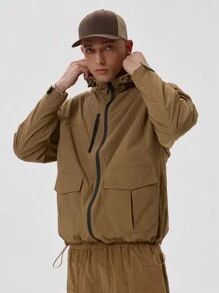 Musero Nylon Hooded Jacket - Khaki - View 1