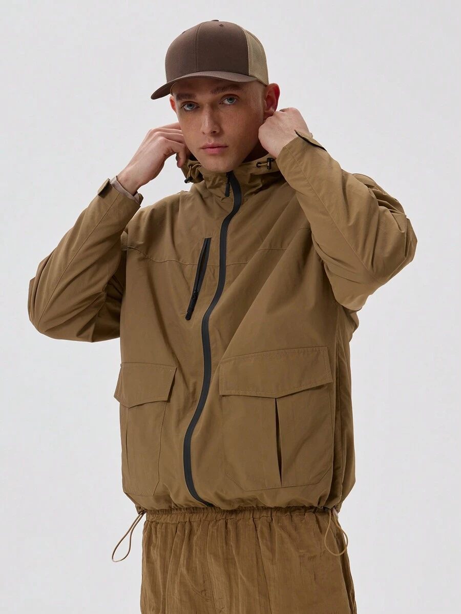 Musero Nylon Hooded Jacket - Khaki - View 1