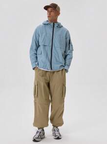 Musero Nylon Hooded Jacket - Baby Blue - View 4