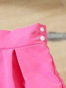 女婴心形猫图案粉色短袖衬衫和百褶裙套装，适合日常外出、购物、摄影、夏季 - 彩色 - 查看 7