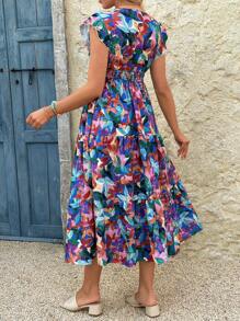 SHEIN Maternity Floral Print Loose Dress, Vacation Style - Multicolor - View 2