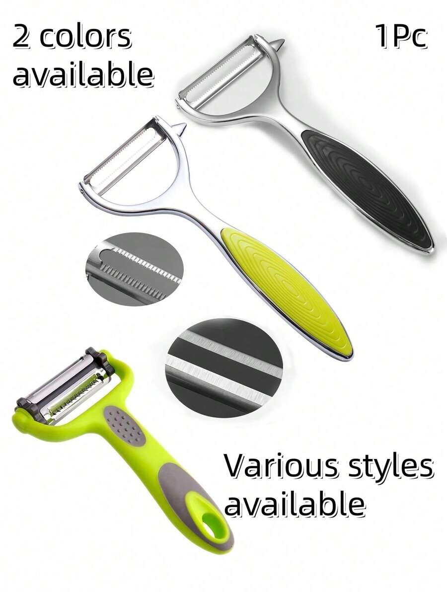 Pelador de verduras de acero inoxidable, cortador de patatas y zanahorias, pelador multifuncional de frutas y verduras, herramientas de cocina, accesorios - Negro - Ver 1