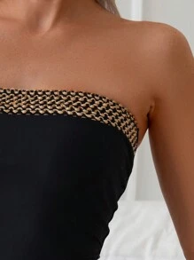 Swim Lushoire Women's Simple Fashion Casual Sleeveless Tankini Set, For Summer Beach Vacation