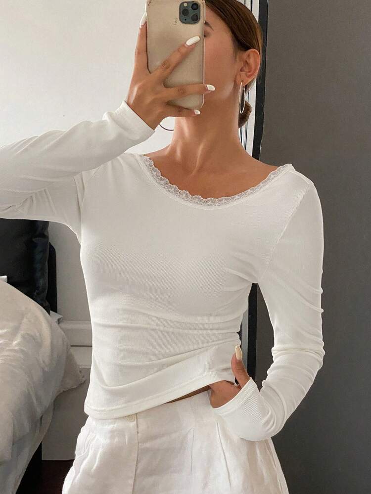 Women Back Hollow Out Fitted T-Shirt, Casual And Fashionable For Everyday Wear,Halter Top,Fall Clothes Long Sleeve Women Tops