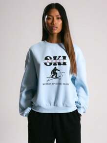 Musera Sport 圆领滑雪图案卫衣，适合板式网球、网球、匹克球等运动，休闲复活节风格 - 淺藍色 - 查看 1