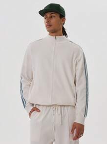 Musero Boxy Style Contrast Stripe Zip Through Knitted Track Top Cardigan SPRING SUMMER Wardrobe - Multicolor - View 1