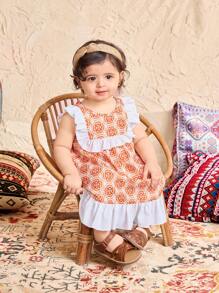 SHEIN 女婴花卉印花夏季度假连衣裙 - 彩色 - 查看 4