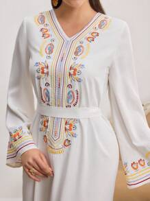 Al Najma 女士土耳其长袍和阿拉伯传统长裙 - 白色 - 查看 3