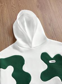 Manfinity VCAY Sudadera con capucha de manga larga informal y holgada con parches, para hombre, para otoño/invierno