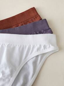 3pcs Comfortable, Seamless, Minimalist Underwear Set For Teen Girls - Multicolor - View 3