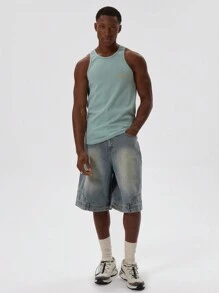 Musero Blusa con botones, mangas cortas, paneles de contraste y rayas, con detalles de eslogan gráfico, esencial para primavera y verano - Verde - Ver 4