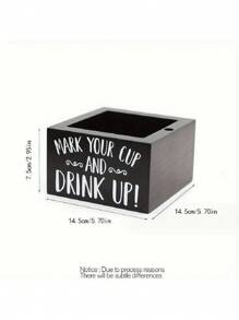 1pc Wooden Disposable Cup Storage Box Square Desktop Bar Coffee Shop Paper Cup Holder,Christmas - Multicolor - View 5