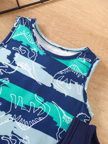 SHEIN 3pcs/Set Baby Boy Dinosaur Pattern Round Neck Casual Vest For Summer - Light Grey - View 3