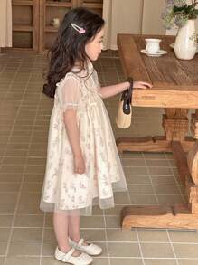 DAZY Young Girl Minimalist Casual Short Sleeve Dress For Daily Wear Floral