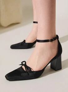 CUCCOO CHICEST Square Toe Low Vamp Sexy Elegant Versatile Women's High Heels Spring Shoes - Black - View 10