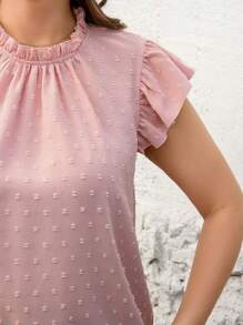 SHEIN Clasi Blusa holgada con mangas cortas y calados para mujer talla grande