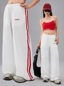 SHEIN Teen Girls Fashionable Street-Style Color-Blocking Webbing Top And Shorts 2pcs Set, Suitable For Spring And Summer, Workout Sets, Summer Sets, Back To School Clothes - White - View 7