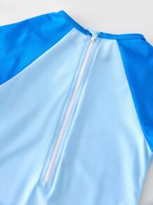 SHEIN Leap Crew 1pc Children's Colorblock Cartoon Shark Print Swimsuit, Casual & Cute, Suitable For Young Boys & Girls, Suitable For Beach, Vacation, Swimming, Water Play, Spring/Summer/Autumn/Winter - Multicolor - View 7