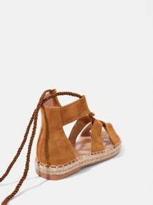 Styleloop Lace-Up Flat Sandals, Minimalist & Fashionable, Casual Daily Wear, Bohemian & Western Style, Suitable For Parties, Festivals Valentine's Day - Camel - View 5