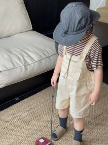 DAZY Set de 2 piezas de ropa para niños pequeños: camiseta de rayas y pantalones con estampado de letras, ropa de otoño para niños
