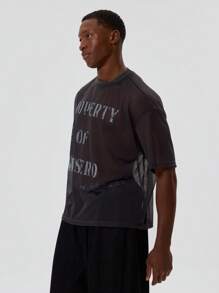 Musero Camiseta holgada de malla con eslogan para hombres