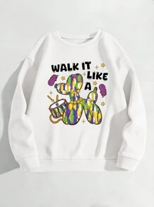 INAWLY Sudadera de manga larga con cuello redondo "Walk It Like A Dog" para Mardi Gras, de ajuste regular, para temporada, festividades y fiestas