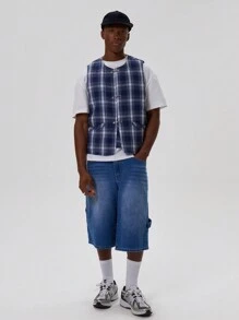 Musero Men Check Waistcoat With Fastenings - Multicolor - View 4