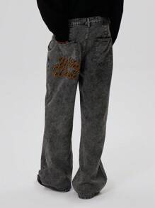 Musero Pantalones vaqueros de pierna recta lavados para hombre, estilo básico, prendas esenciales para primavera y verano - Multicolor - Ver 4