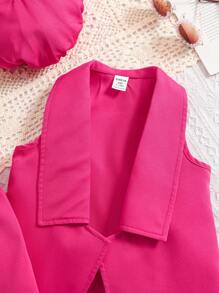 SHEIN Leap Crew 3pcs Baby Girl Casual Fuchsia Vest Top & Shorts & Hat Set For Summer - Pink - View 4