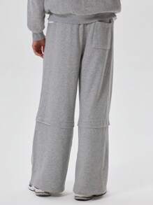 Musero Men Baggy Oversized Layered Style Jersey Pants Sweatpants Tracksuit Bottoms Only Autumn Winter - Light Grey - View 5